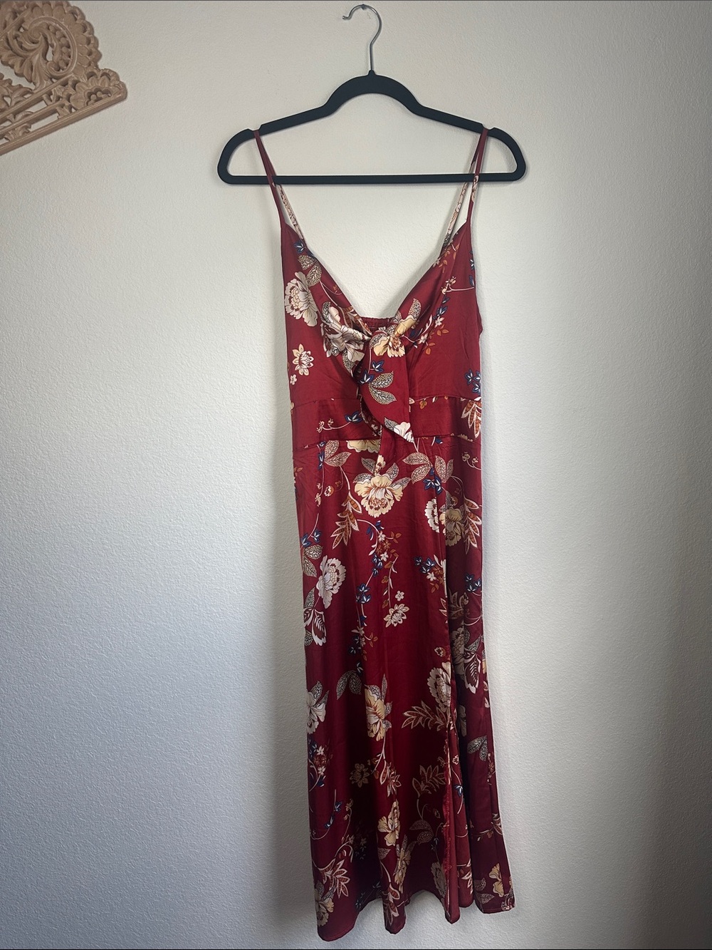 Floral Slip Maxi Dress - Burgundy